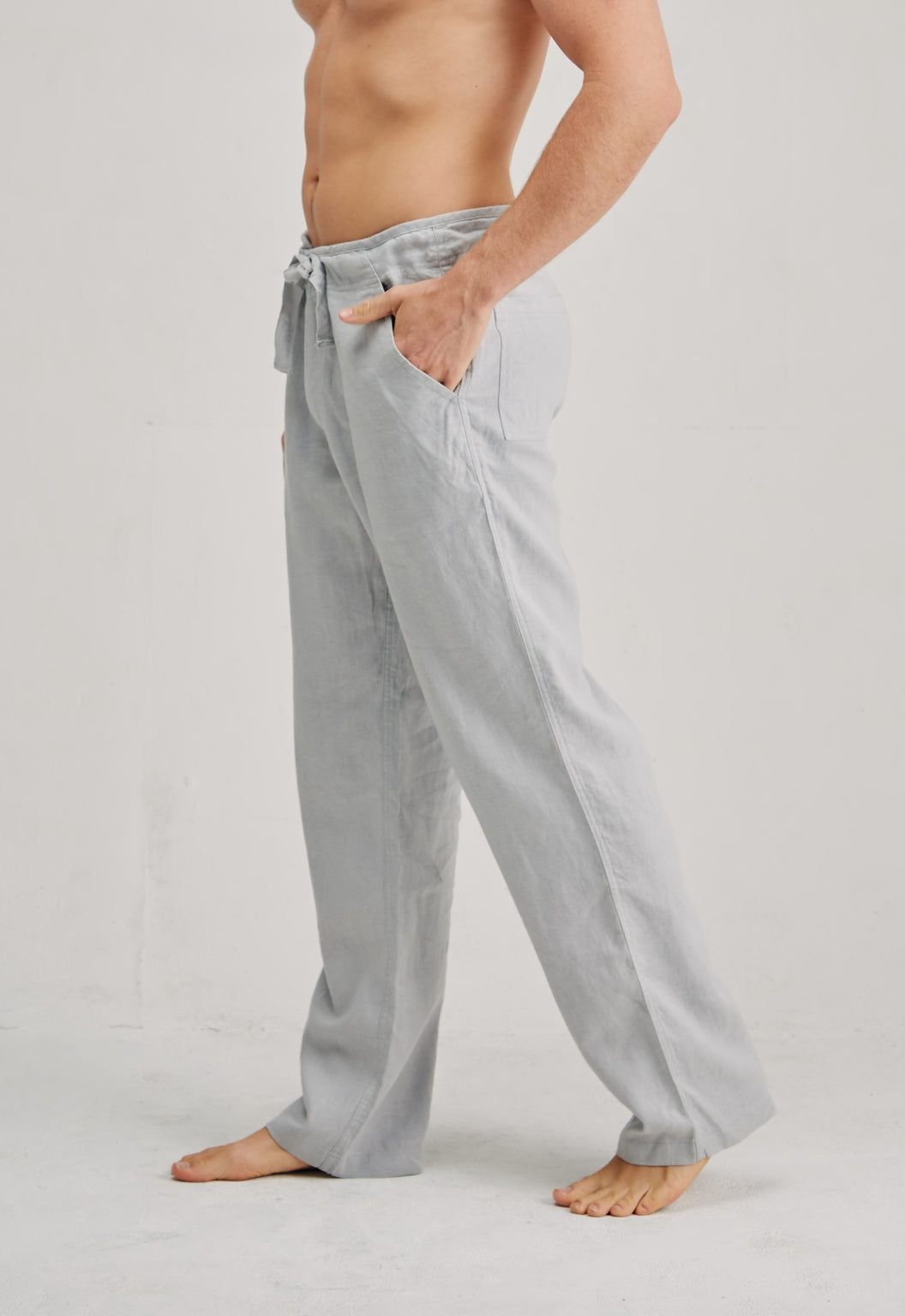 Men's Linen Pants Trousers Summer Pants Beach Pants Front Pocket Straight  Leg Plain Comfort Breathable Casual Daily Holiday Linen / Cotton Blend  Fashion Basic Black White 2024 - $24.99